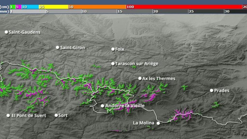 Mapa d'acumulats de neu als Pirineus