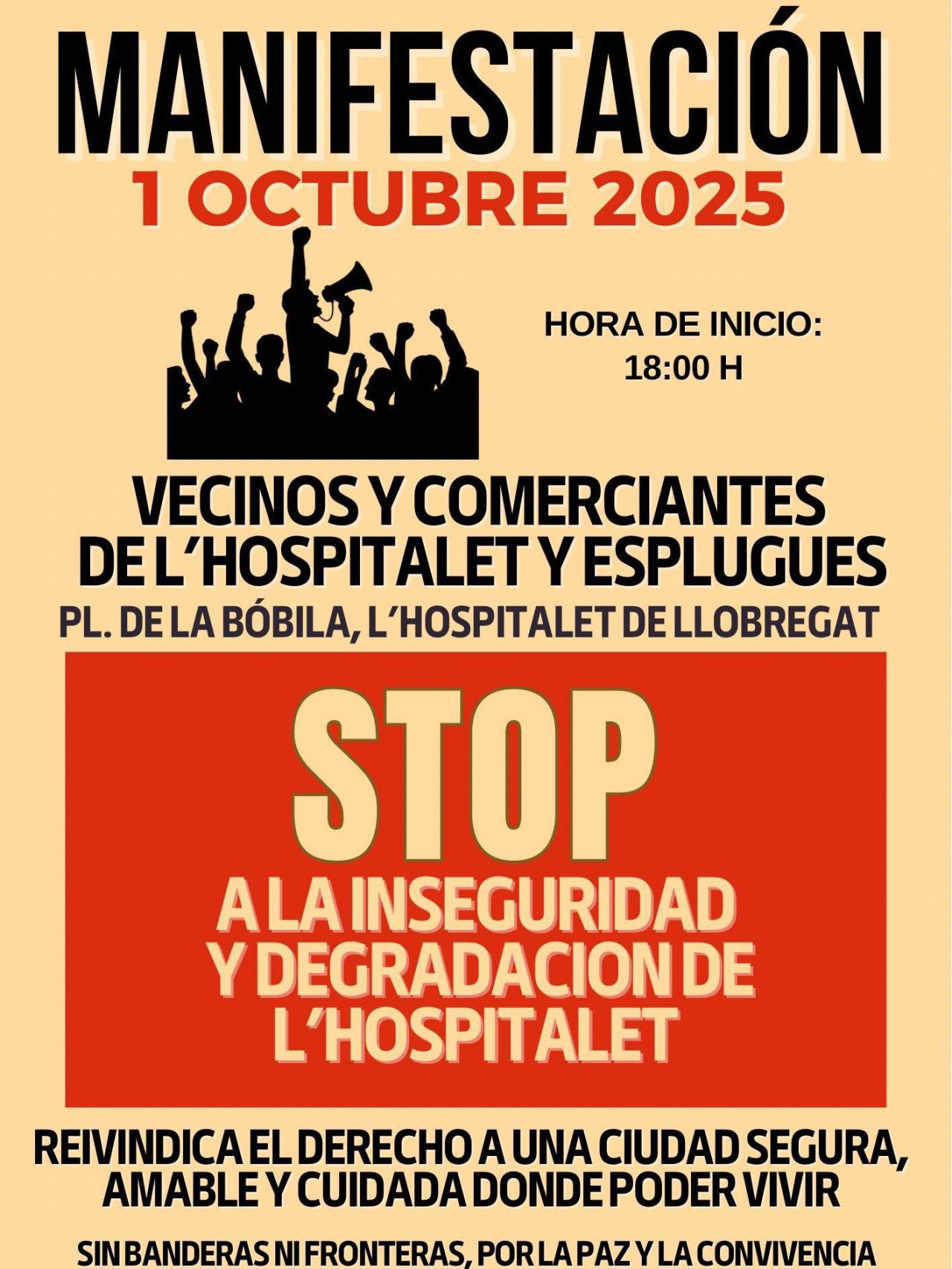 Cartel manifestación L'Hospitalet 1 de octubre de 2025