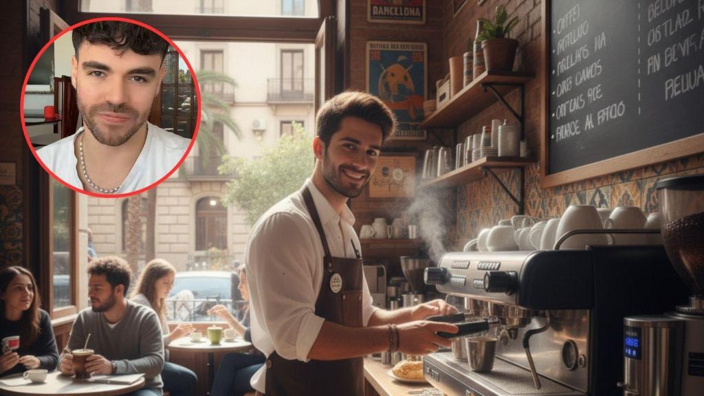 Imagen generada por IA de un joven trabajando en Barcelona y el argentino del TikTok. Gemini