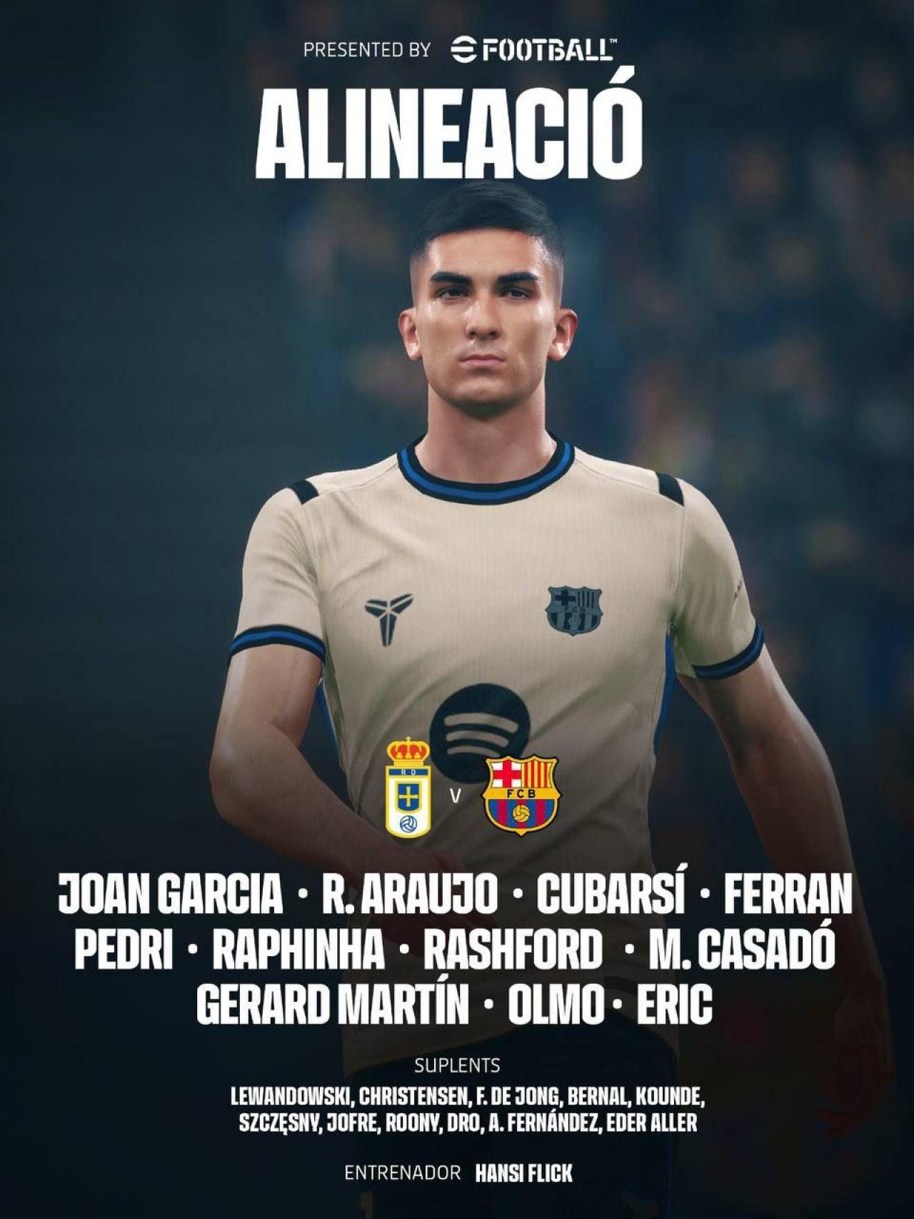 El once del Barça ante el Oviedo