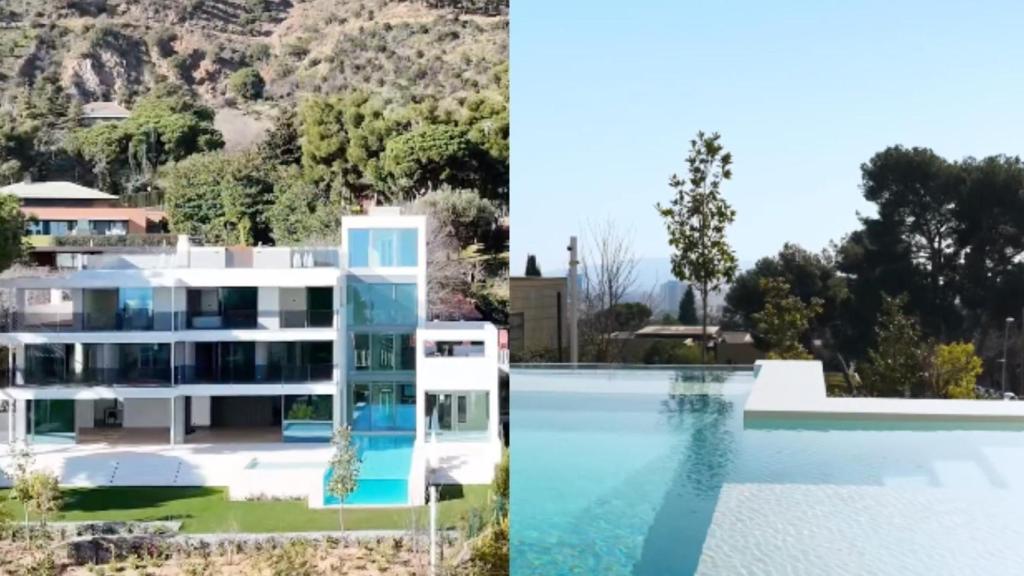 Vista exterior y piscina infinita de la vivienda