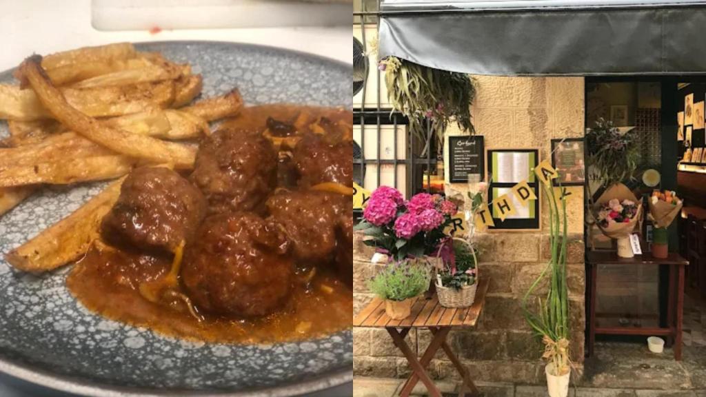 Montaje de las fotos de la fachada de Gerbard y de uno de sus platos