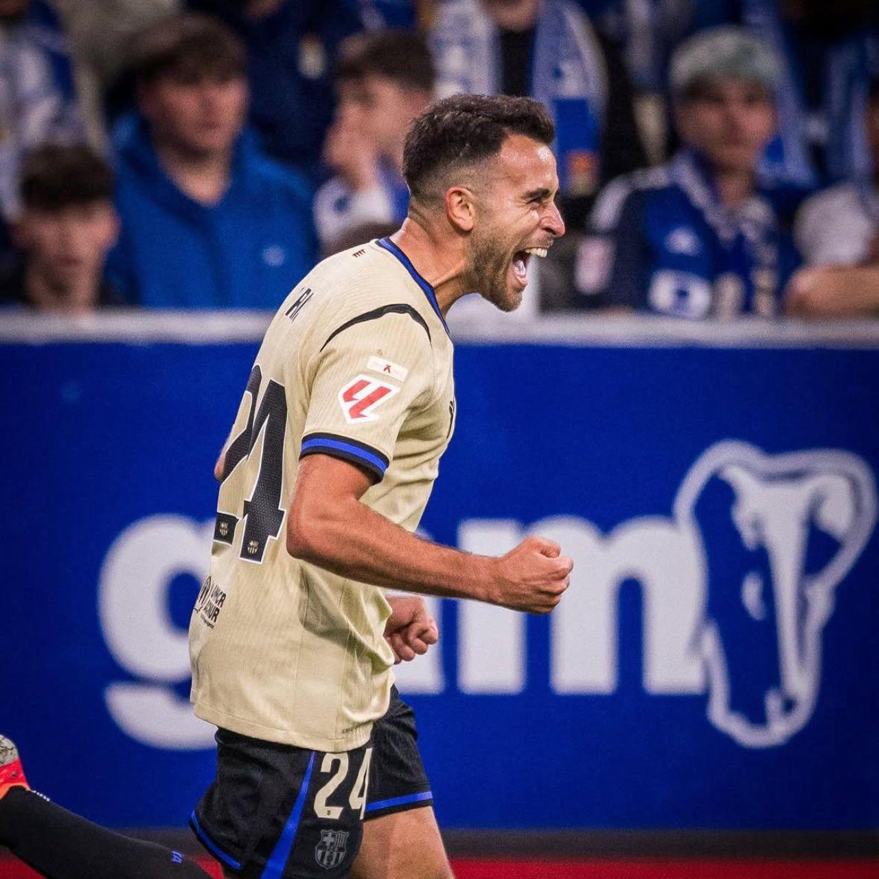 Éric García celebra su gol ante el Real Oviedo