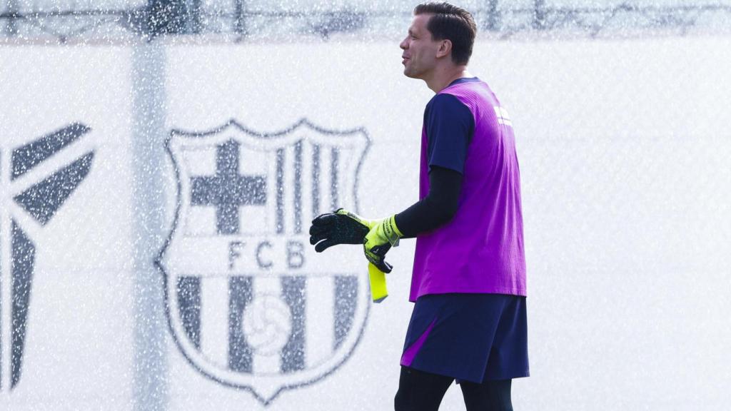 Wojciech Szczesny, en el entrenamiento previo al Barça-Real Sociedad