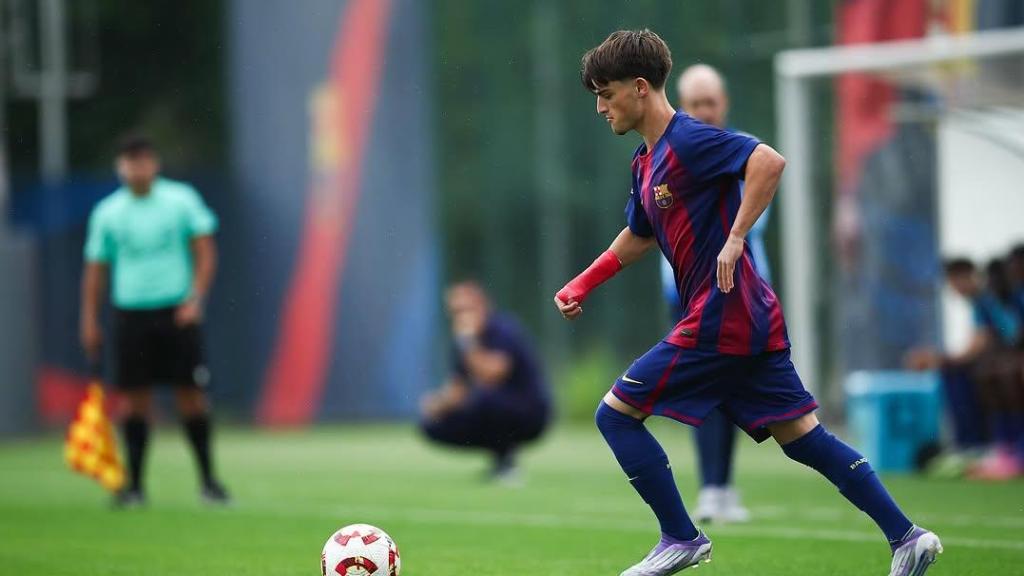 Oriol Pallàs, en un partido con el Juvenil A del Barça