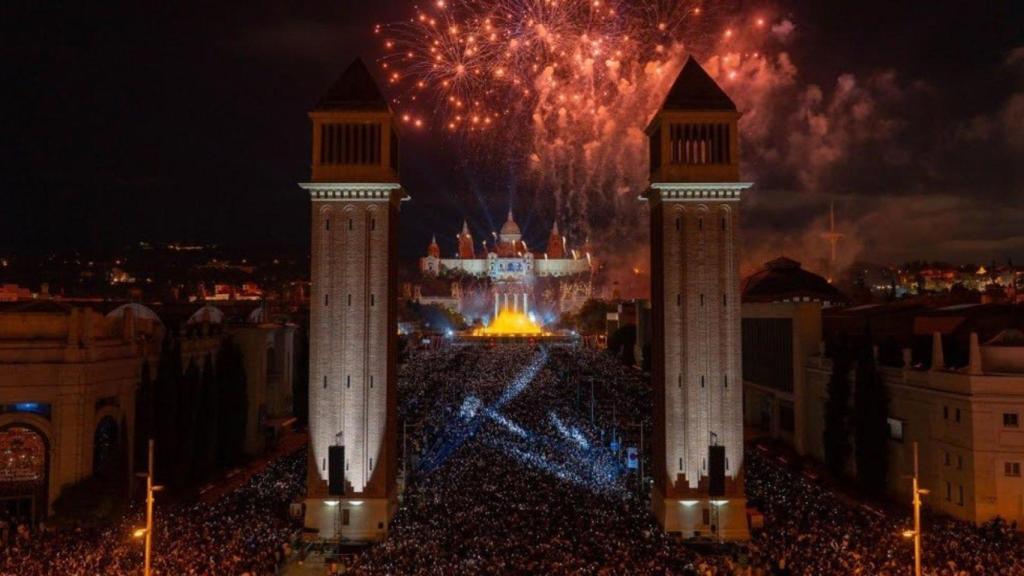 Un momento del Piromusical de La Mercè
