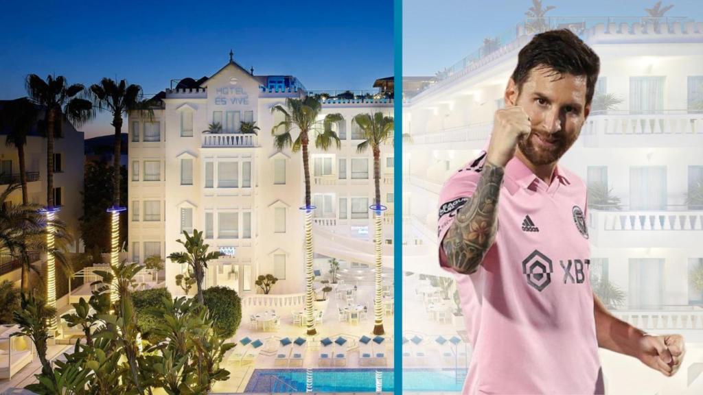 Uno de los hoteles propiedad de Messi y una foto del jugador argentino