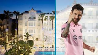 Uno de los hoteles propiedad de Messi y una foto del jugador argentino
