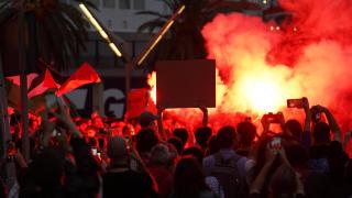 Manifestantes durante las protestas propalestinas en Barcelona