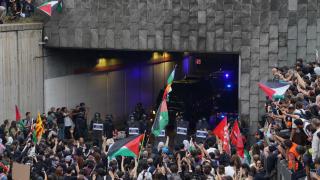 Manifestantes en Barcelona por Gaza