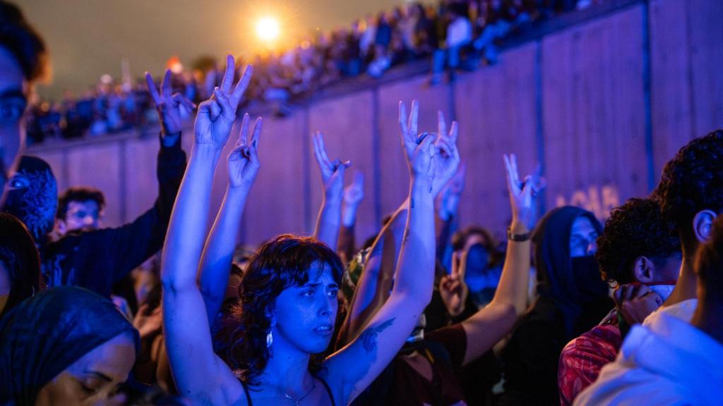 Manifestación a favor de Palestina en la concentración del 2 de octubre de 2025