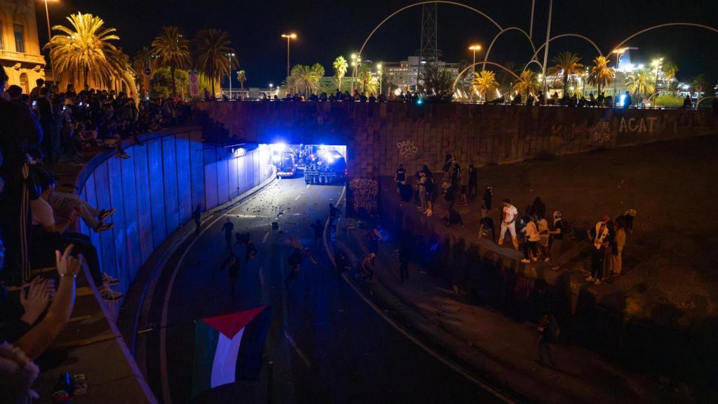 Manifestación a favor de Palestina y distubios finales en el Centro de Barcelona