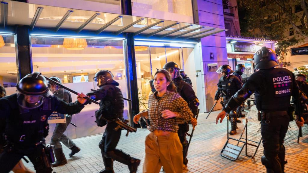 Manifestantes durante la protesta en favor de Palestina