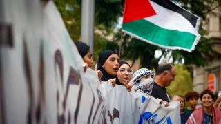 Manifestantes en Barcelona en favor de Palestina.