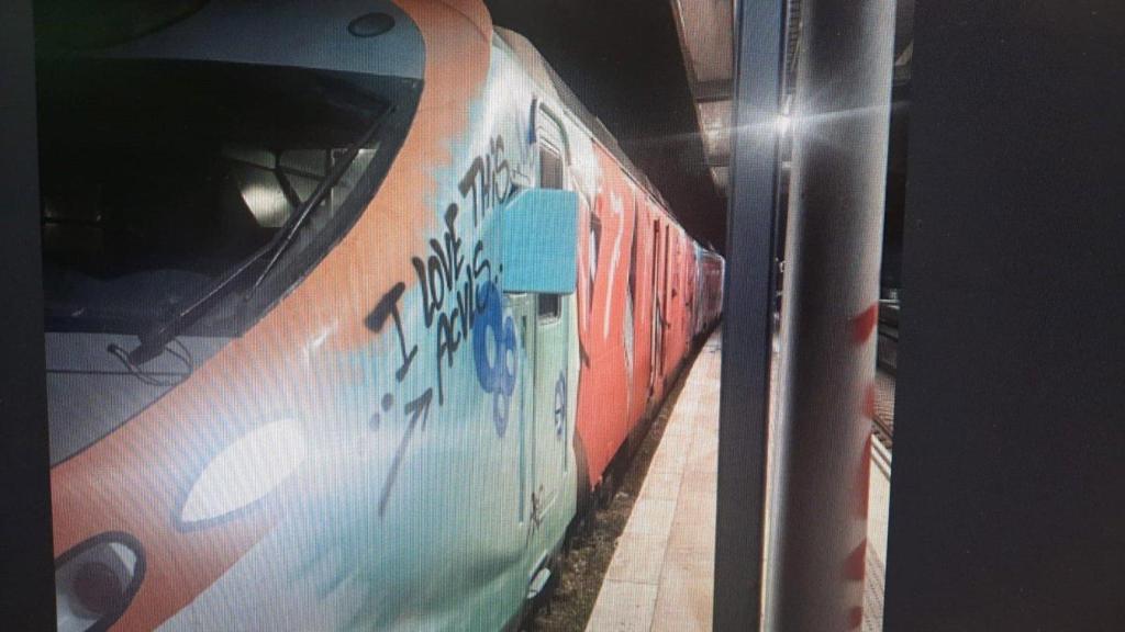 El tren de la R3 vandalizado