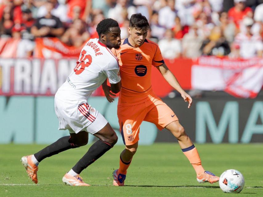 Pedri en el Sevilla-Barça de la Liga