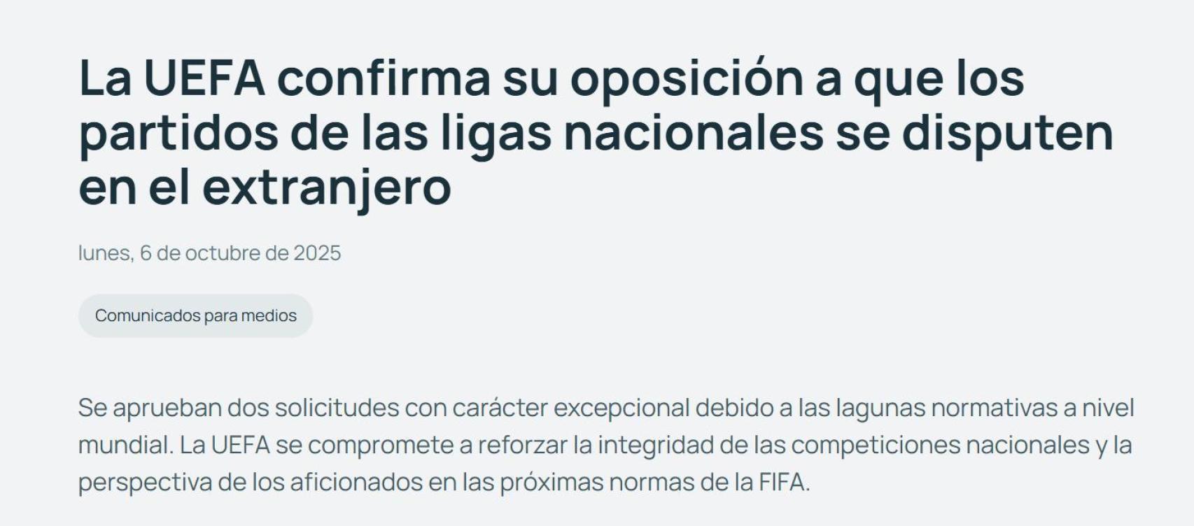 La UEFA aprueba el Villarreal-Barça en Miami con reticencias