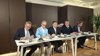 Representantes de las patronales durante la convocatoria de prensa