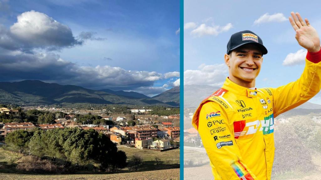 Álex Palou en un montaje junto a su pueblo