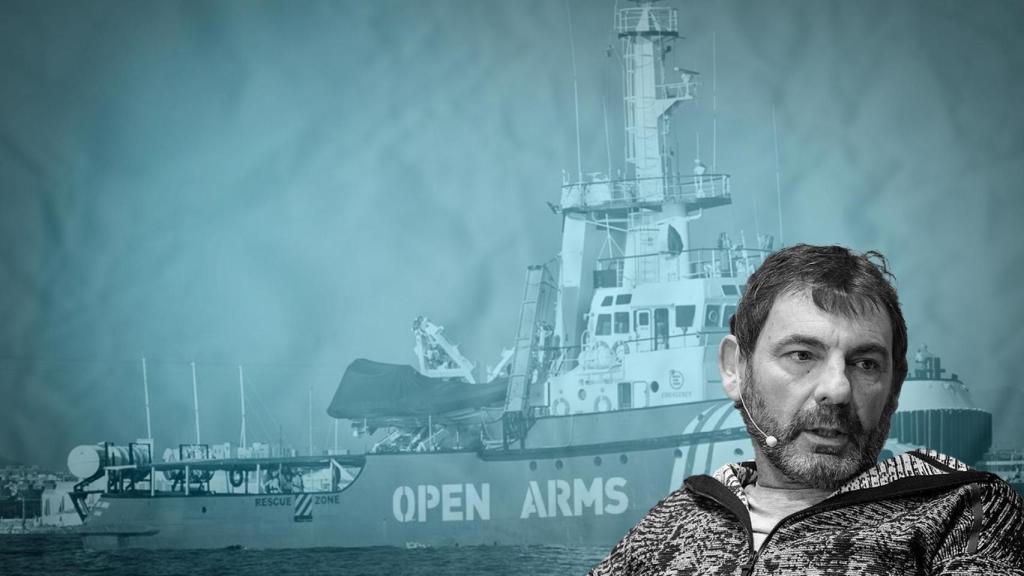 Fotomontaje con Òscar Camps y el barco de Open Arms