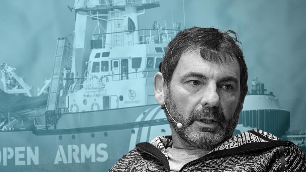 Fotomontaje con Òscar Camps y el barco de Open Arms