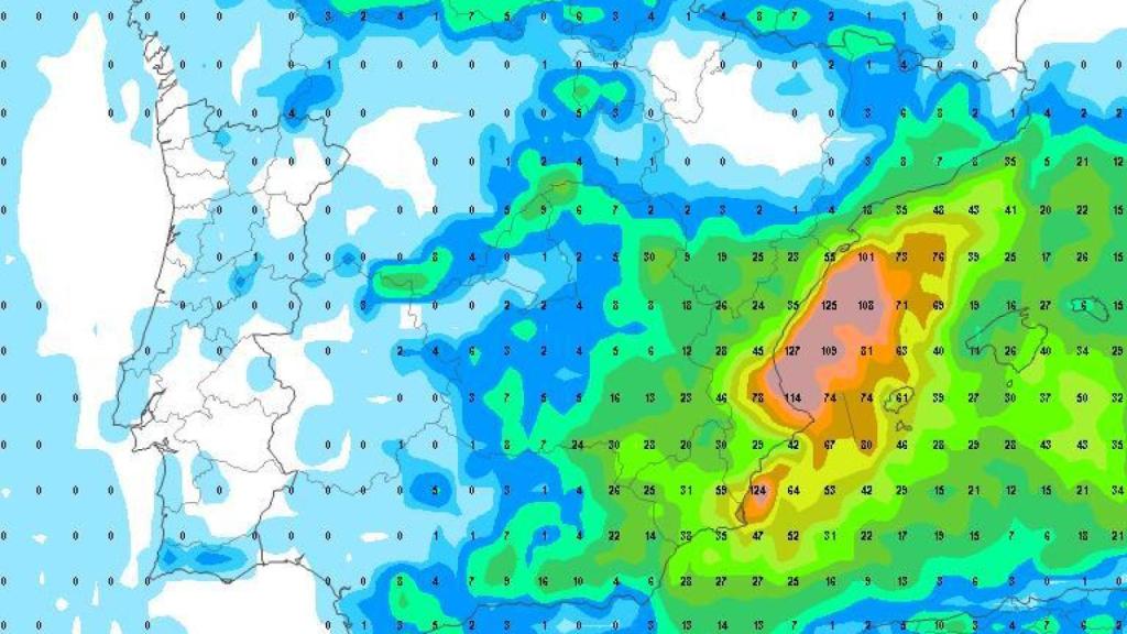 Acumulados de precipitaciones para el evento de la DANA