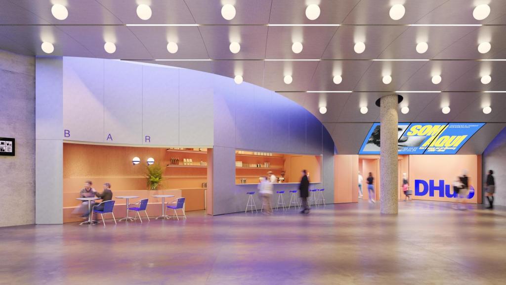 Render del vestíbul que unirà el DHub amb l’estació de Glòries de Barcelona