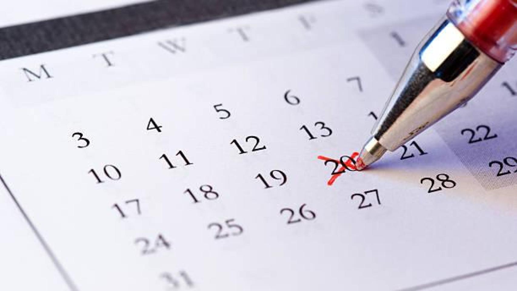 Calendario con un día tachado