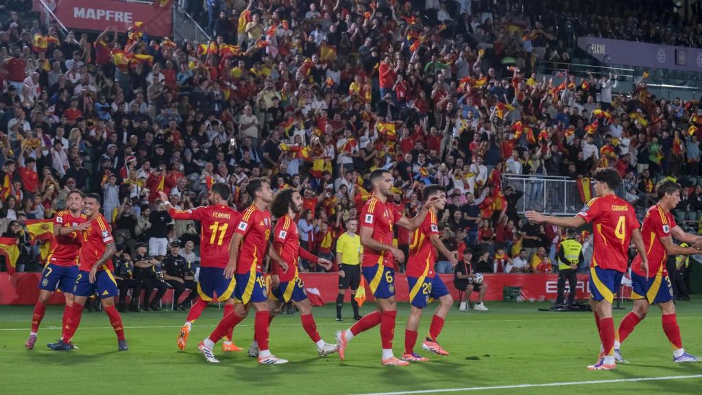 España celebra un gol ante Georgia, en el partido de clasificación al Mundial 2026