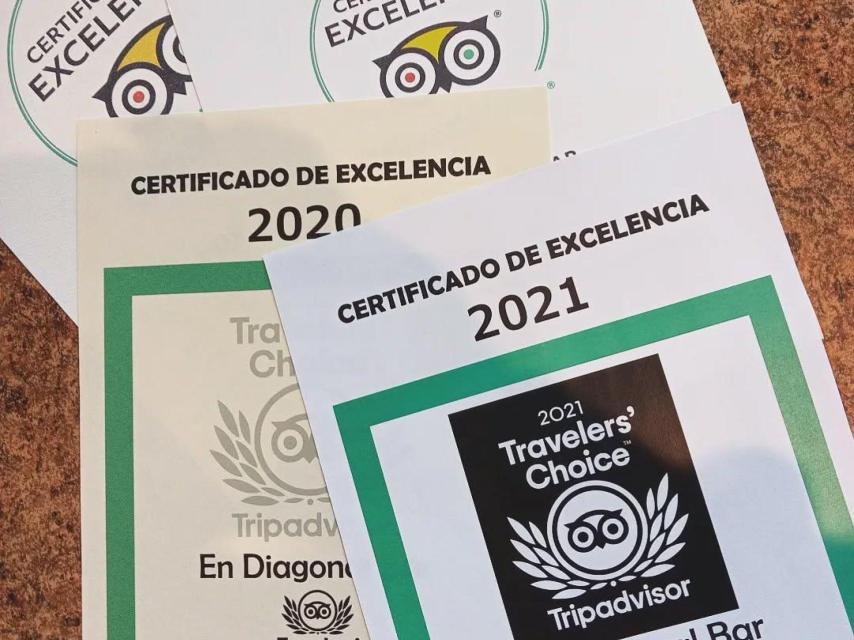 Certificat d'excel·lència de TripAdvisor d'En Diagonal Bar