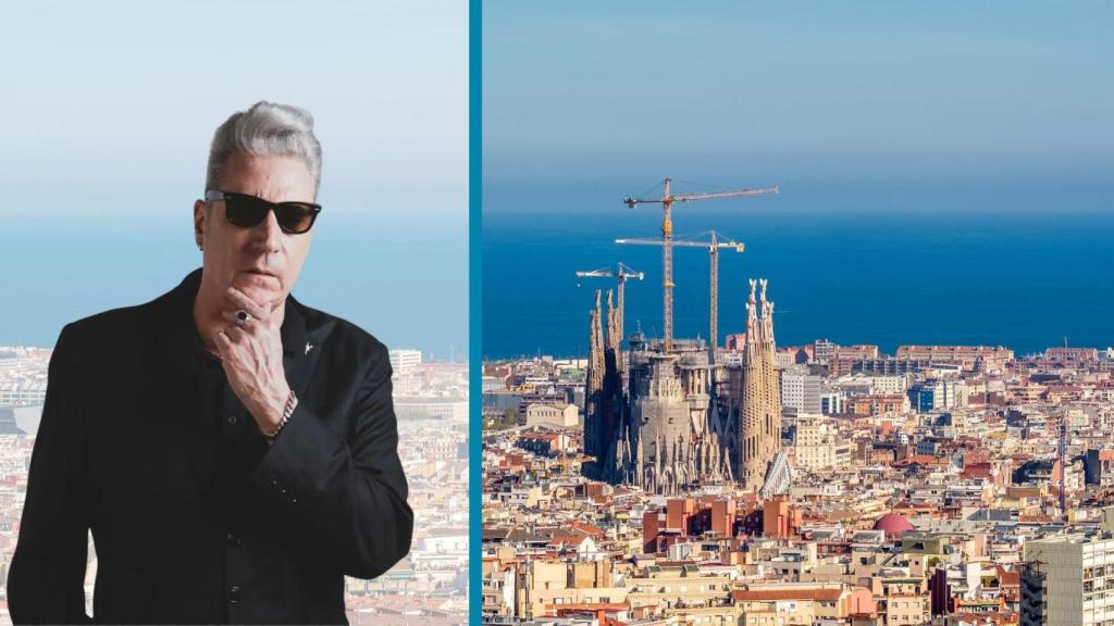 Montaje de Loquillo con la ciudad de Barcelona