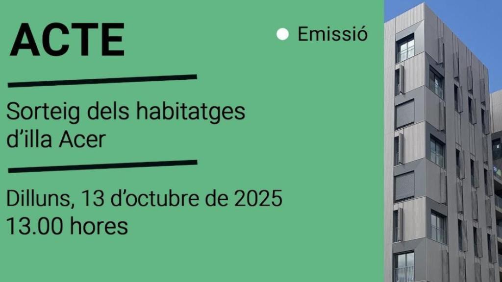 Emisión en directo del sorteo de viviendas públicas de la Illa Acer