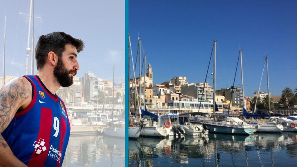 Montaje de Ricky Rubio con El Masnou de fondo