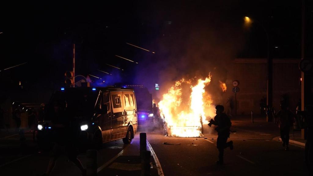 Incendios durante la manifestación por Palestina en Barcelona