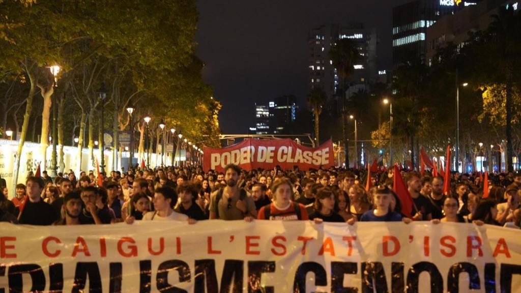 Columnas de la manifestación por Palestina en Barcelona