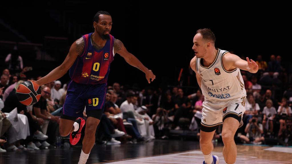 Kevin Punter, en acción durante la derrota del Barça de basket contra el Dubai