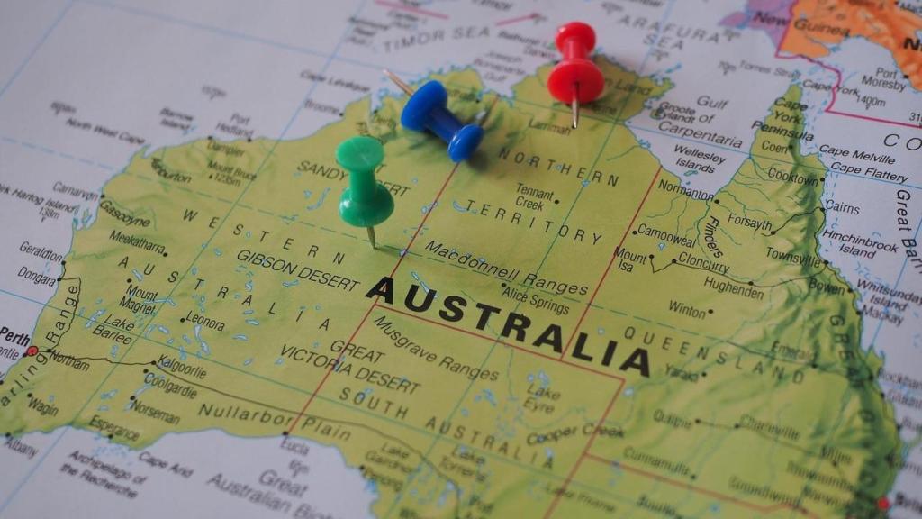 Imagen de un mapa de Australia en archivo