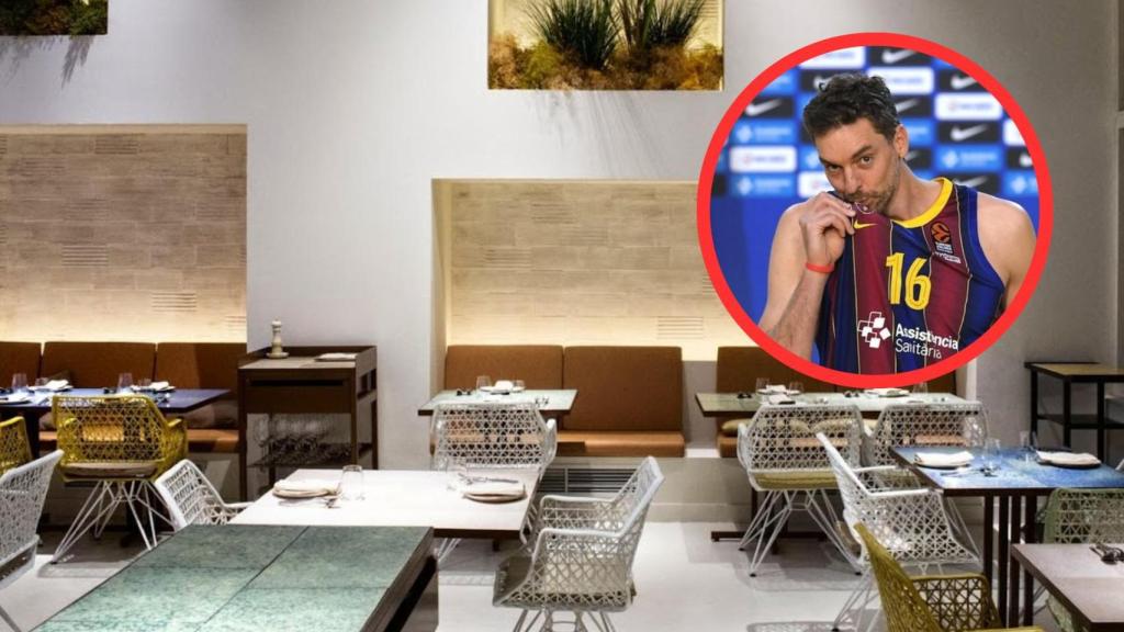 Pau Gasol y el interior del restaurante Disfrutar