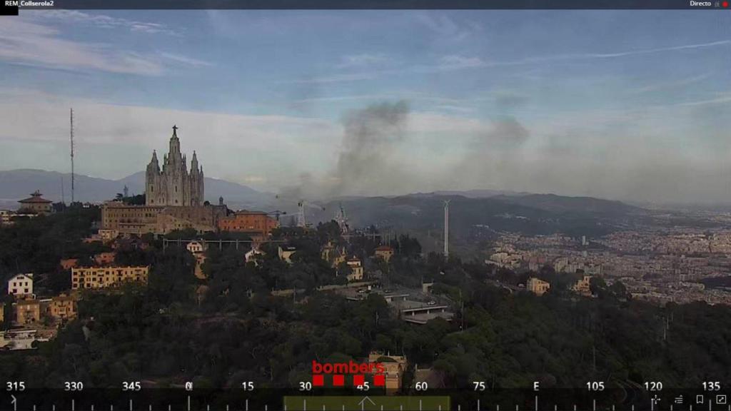 Incendio en Barcelona: diez dotaciones de bomberos trabajan para apagar el fuego junto a Collserola