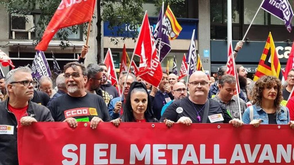 Trabajadores del metal en una manifestación en Barcelona
