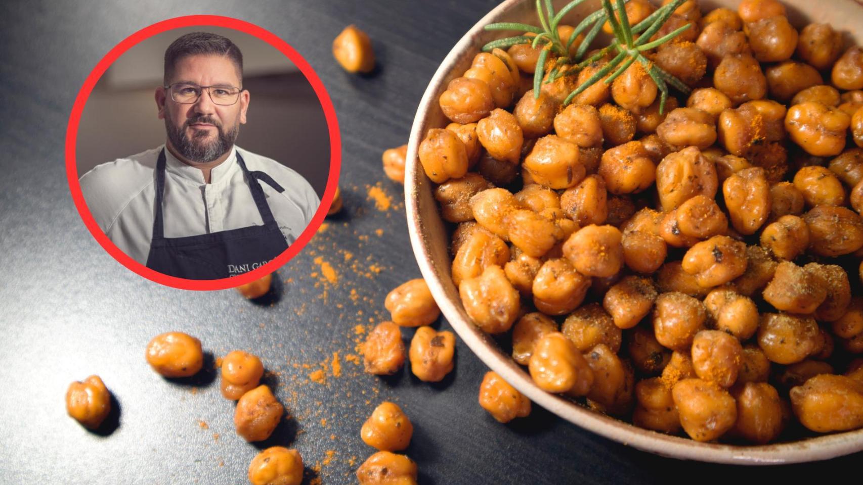 Dani García y plato de garbanzos