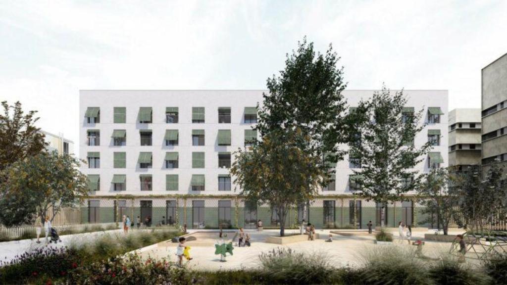 Render del edificio de viviendas que acogerá la futura guardería de Sant Andreu