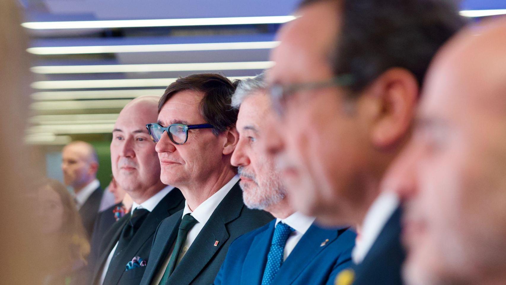 Salvador Illa y Jaume Collboni durante el acto de inauguración de Astrazeneca