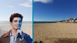 Montaje de Max, exconcursante de OT con su pueblo de fondo