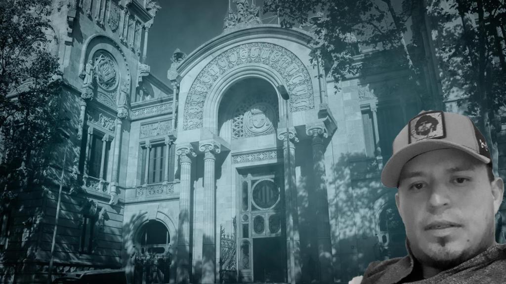 Fotomontaje de Martín, el fallecido, con la Audiencia de fondo