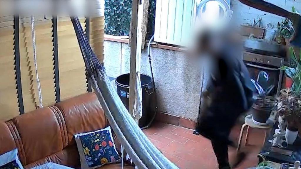 Imagen del ladrón detenido entrando en una de las casas