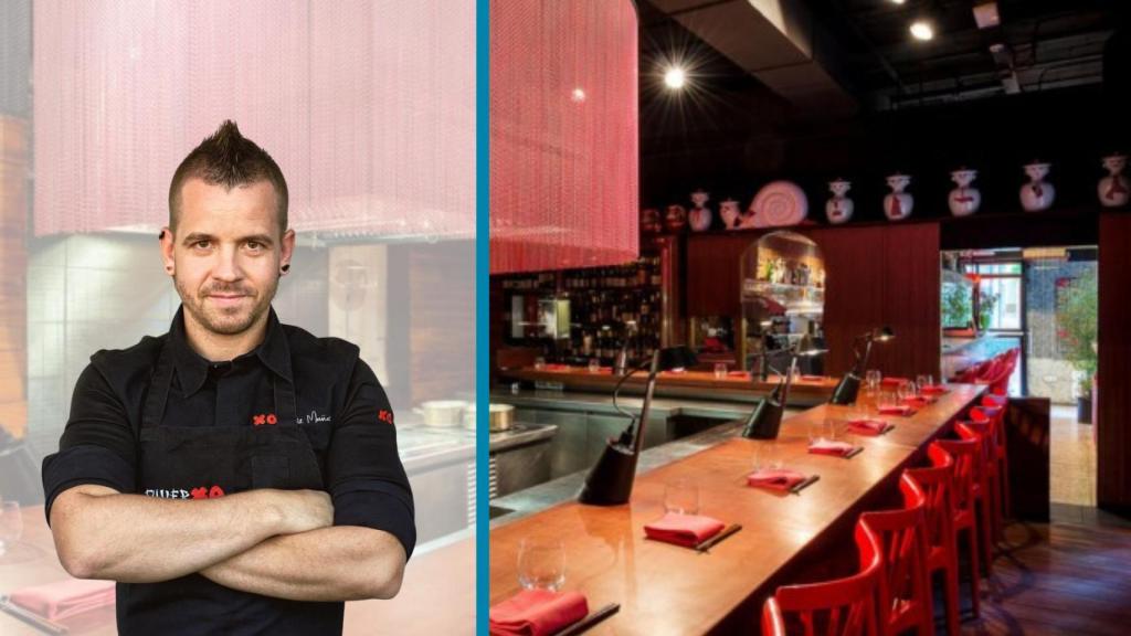 Fotomontaje de Dabiz Muñoz y el restaurante Dos Palillos