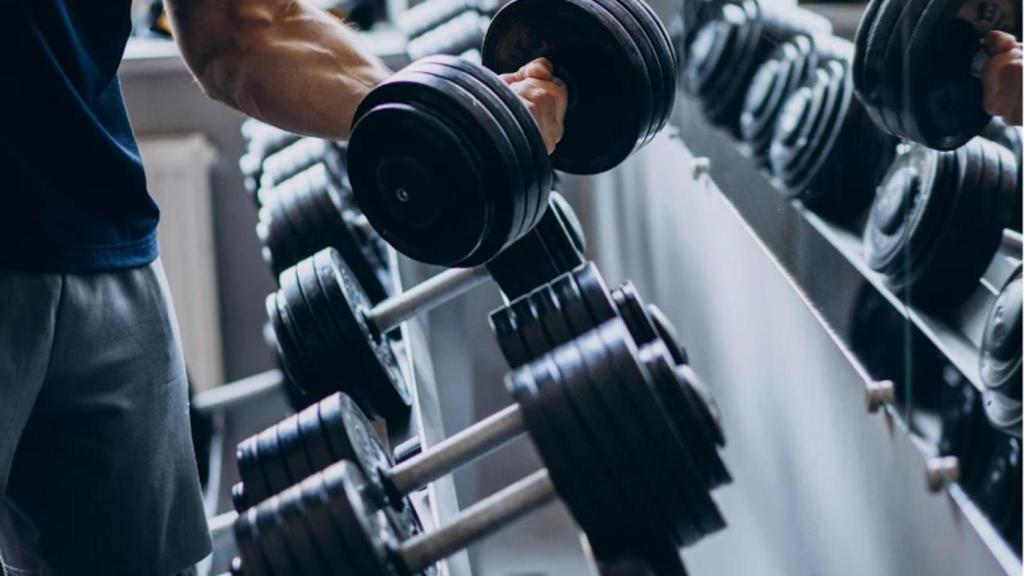 Zona de mancuernas de un gimnasio