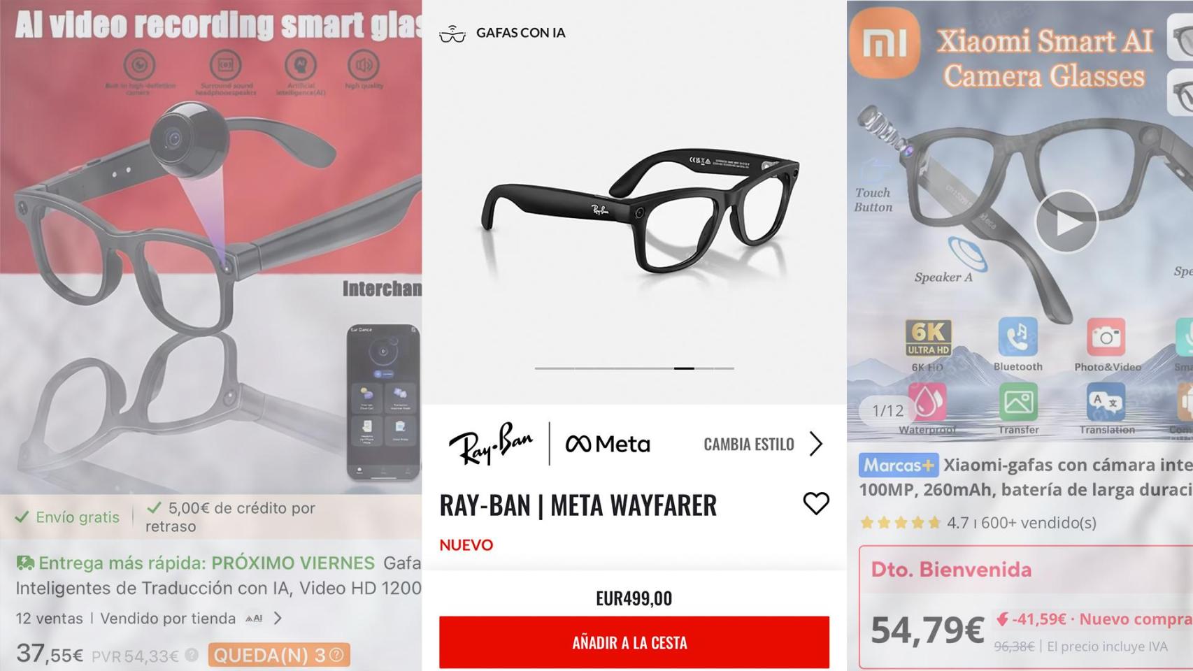 Montaje con varios modelos de gafas inteligentes