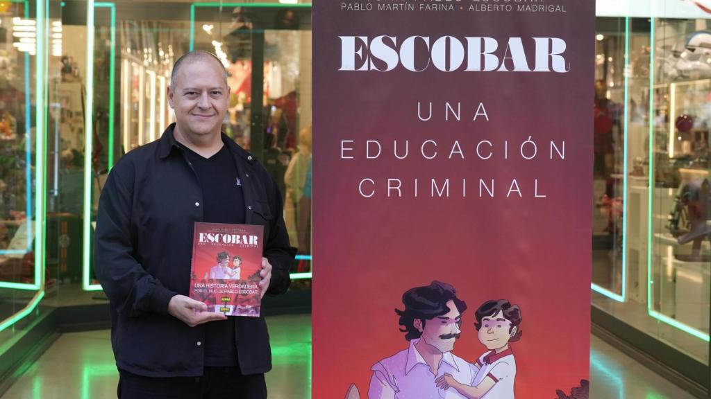 El hijo de Pablo Escobar, Juan Pablo Escobar, durante la presentación del cómic 'Escobar. Una educación criminal'